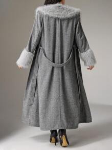 Modelyn Manteau long élégant et moelleux pour femmes, automne/hiver