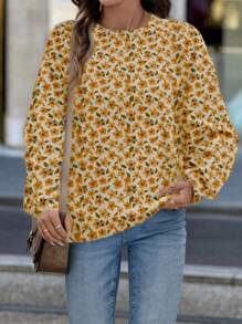 SHEIN LUNE Women's Casual Christmas Gingerbread Men Print Crew Neck Long Sleeve Loose Sweatshirt Suitable For Autumn & Winter Christmas Sweatshirt Women