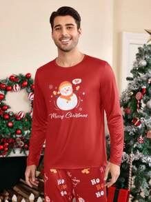 CoupledUp Christmas Santa Claus & Gingerbread Man & Snowman Couple Matching Pajama Sets For Men - Multicolor - View 4