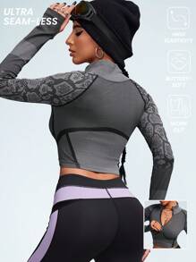 Innovista Woman Seamless 4D Jacquard Snake Texture High Elastic Zip Up Sports Sweatshirts,Fall Sweatshirts, Yoga Gym Outfits,Going Out Tops, Workout Tops, Long Sleeves Sweatshirts, Fall Woman Outfits, Outdoor, Skiing Sweatshirts,Fall Winter Women Outfit,Core Motion,Cold Weather Clothes