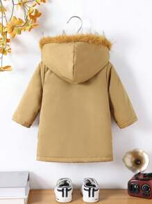 1 Stück Baby Jungen Reißverschluss Kapuzenjacke in Unifarbe, eine warme und bequeme Außenbekleidung, die für Säuglinge in Herbst, Frühling und Winter geeignet ist.