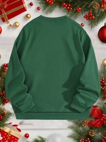 Manfinity Homme Standard Size Men's Crew Neck Green Pullover Sweatshirt