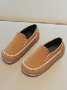 1 paar tweekleurige nieuwe mode kinderschoenen met platte hak, unisex vierkante neus instappers voor meisjes en jongens kinderen comfortabele casual loafers, geschikt voor lente en herfst