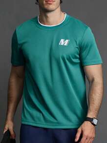 Gym Rark Boyfriend Style Men's Letter Print Short Sleeve Sportswear T-Shirt Compression Shirt Men - Green - View 10