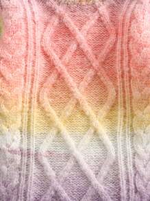 女童甜美渐变色彩虹条纹荷叶边下摆连衣裙，冬季