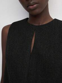 BizChic Women's Round Neck Sleeveless Solid Color Simple Casual Comfortable Everyday Mini Dress Classy Dress - Black - View 7