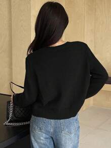 DAZY Women's Solid Front Button Long Sleeve Pocket Minimalist Blouse, Casual Everyday Wear,Fall Clothes Jacket - Black - View 2