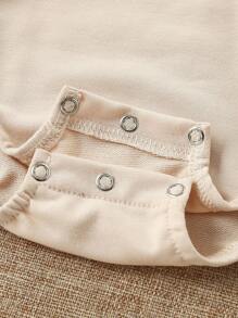 男婴休闲创意彩色字母标语图案长袖连体衣 - 米色 - 查看 5