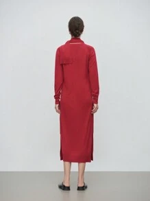 Aalyst 1set Women Minimalist Solid Maxi Knitted Dress With Knitted Scarf Fall Cloth For Women