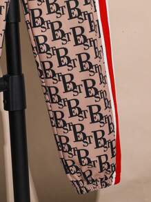 2 件/套青少年男童休闲日常印花立领半拉链长袖宽松运动衫和宽松针织裤套装，适合通勤、上学、休闲、度假、运动、春夏秋冬 - 彩色 - 查看 5