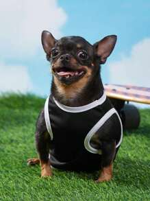 PETSIN 1pc Black Pet Graphic Printed King Crown Design Tank Top