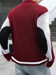 Manfinity Homme Jersey de punto con bloque de color y diseño de letras casual para hombre, otoño/invierno - Multicolor - Ver 2