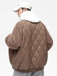 Gym Rark Jaket Kasual Pria Model Boyfriend Style dengan Lengan Panjang Raglan Warna Kontras, Resleting Depan, Kerah Baseball, dan Bantalan. - Aprikot - View 2