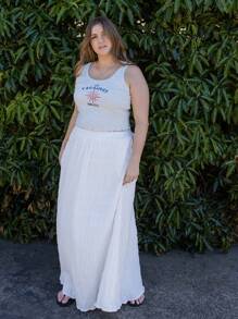 SHEIN Aralina-F 曲线圆领罗纹图案背心 - 灰色 - 查看 6