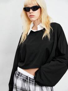 Lunelith SHEIN Lunessa Sudadera casual de cuello redondo en unicolor para mujer