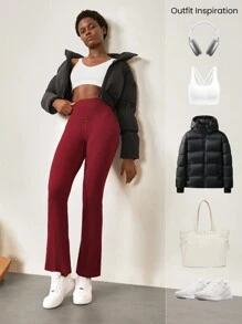 GLOWMODE 31" FeatherFit™ Ultra-High-Waisted Curved Seam Flared Leggings Pants Low Impact Yoga Daily