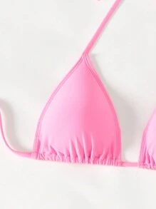 Swim Vcay 3 件套女士热带花卉印花吊带比基尼泳装套装，夏季海滩 - 粉色 - 查看 4