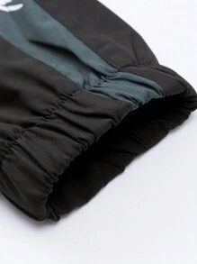 Manfinity EMRG 男士字母图案拉链休闲长袖夹克，秋季户外风衣 - 黑色 - 查看 6