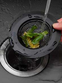 1 Pieza Colador y tapón para fregadero de cocina, Tapón de desagüe redondo negro hueco para cocina, Tapón de acero inoxidable para triturador de basura con asa, Filtro universal anti-atascos para fregadero de cocina, Regalo navideño
