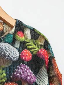 Chiquease Women 3D Mushroom Pattern Crew Neck Sweater Knit Pullover Fall Winter Outfit - Multicolor - View 3