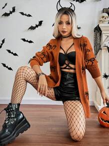 Chiquease Casual Ribbed Bow Decor Cardigan, Autumn/Winter - Coffee Brown - View 7