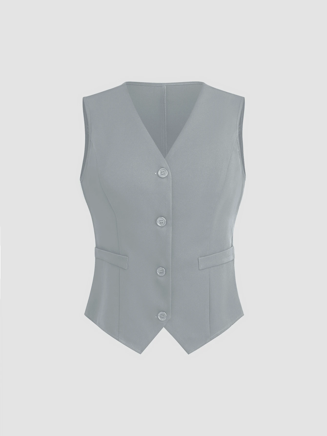 SHEIN Unity 简约纯色休闲通勤西装马甲 - 灰色 - 查看 1