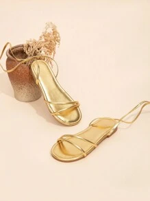 Girls Casual Vacation Style Flat Lace-Up Sandals, Summer New Arrival