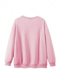 SHEIN LUNE Christmas Round Neck Sweatshirt, Women's Casual Sweatshirt With Nutcracker Pattern, Merry Christmas Sweatshirt, Suitable For Autumn And Winter - Pink - View 2