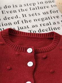 SHEIN Vintaside Kids Baby Girl Plain Front Button Long Sleeve Casual Blouse Sweaters Cardigan Winter Winter Clothes Thanksgiving