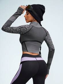 Innovista Woman Seamless 4D Jacquard Snake Texture High Elastic Zip Up Sports Sweatshirts,Fall Sweatshirts, Yoga Gym Outfits,Going Out Tops, Workout Tops, Long Sleeves Sweatshirts, Fall Woman Outfits, Outdoor, Skiing Sweatshirts,Fall Winter Women Outfit,Core Motion,Cold Weather Clothes