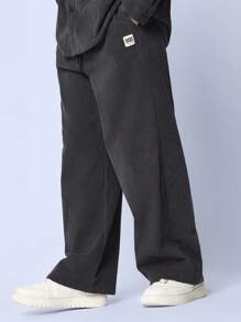 SUMWON Tween Boys Comfy Regular Fit Corduroy Long Sleeve Shirt & Wide Leg Sweatpants 2 Piece Set