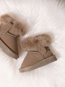 幼儿男孩和女孩冬季雪地靴，保暖 - 卡其色 - 查看 6