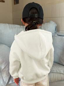 Dazy Kids Young Girl Solid Color Pullover Fall Sweatshirt - White - View 2
