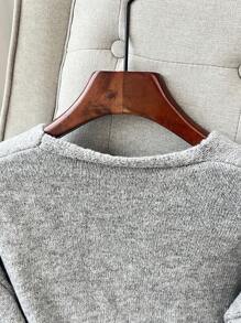 Franclia Women's Solid Color Metallic Yarn Bow Tie Cardigan,Long Sleeve Tops - Grey - View 5