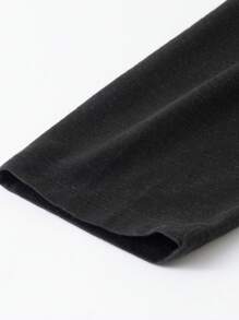 Manfinity Homme Áo thun nam tay dài cài nút thời trang giản dị, chất liệu dệt tre cổ điển, dùng khi tập luyện, dành cho chồng, áo Henley trơn - màu đen - Xem 3
