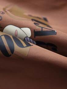 年轻女孩连帽保暖内衬夹克，儿童休闲外套，假日及冬季时尚 - 咖啡棕 - 查看 3