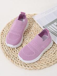 1 Đôi Tất Thể Thao Trẻ Em Kiểu Mới Tối Giản Màu Trơn, Giày Lười Thoáng Khí Thoải Mái Cho Bé Gái/Bé Trai, Thích Hợp Cho Mùa Xuân Và Mùa Thu - Hồng - Xem 2