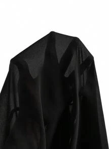 SHEIN Clasi Váy dài thanh lịch bằng vải voan dệt kim in họa tiết tương phản màu đen cỡ lớn dành cho nữ vào mùa thu/đông, thích hợp cho dịp Giáng sinh, năm mới - Đen và trắng - Xem 7