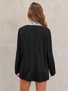 SHEIN SXY 女士优雅撞色蕾丝蝴蝶结装饰翻领西装外套，秋冬