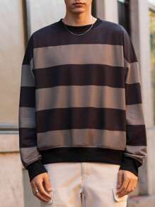 Manfinity VCAY 1pc Men's Knitted Fashionable Casual Loose Fit Long Sleeve Hooded Sweatshirt, Suitable For Young People