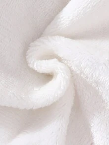 2pcs Baby Girl White + Rose Red Short Fuzzy Top + Digital Print Denim Pants Casual Outfit Set - Multicolor - View 5