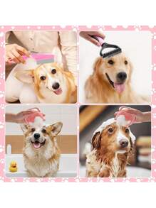 Bộ 8 món đồ dành cho người yêu chó và mẹ chó, Quà tặng cho người yêu mèo/chó và Bộ tự làm sạch cho thú cưng của mẹ chó/mèo kèm kềm cắt móng và giũa, Lược chải bọ chét, Bàn chải gội đầu, Bàn chải chải lông rụng, Lược gỡ rối, Bàn chải đánh răng silicon làm quà tặng Giáng sinh cho ngày lễ - Hồng - Xem 8