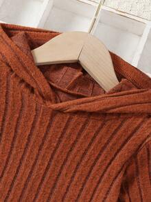 SHEIN Bộ áo hoodie thoải mái màu nâu dễ thương cho bé gái, mùa xuân/thu - màu nâu - Xem 5
