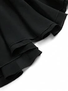 SHEIN Clasi Váy dài thanh lịch bằng vải voan dệt kim in họa tiết tương phản màu đen cỡ lớn dành cho nữ vào mùa thu/đông, thích hợp cho dịp Giáng sinh, năm mới - Đen và trắng - Xem 6