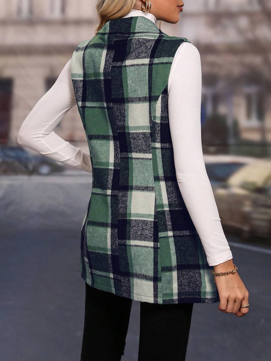 SHEIN PETITE Women Casual Striped Cinched Waist Vest/Jacket (Random