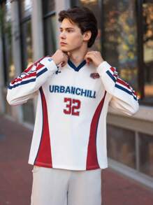 Manfinity VCAY 男士针织休闲长袖宽松 Polo 衫，时尚年轻日常穿着 - 彩色 - 查看 5