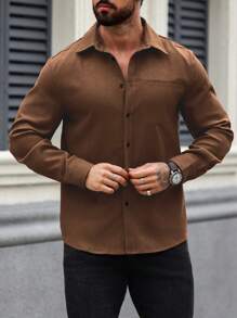 Manfinity Homme Camisa De Manga Larga De Color Sólido Para Hombre
