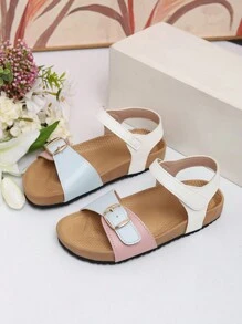 Girls Sandals Kids Princess Style Summer New Open Toe Flat Beach Sandals For Toddlers & Little Girls