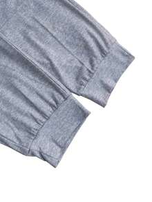 秋冬新款欧美时尚女装条纹拼接连帽宽松口袋卫衣裤套装 休闲春季 - 深灰色 - 查看 4