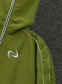 PAVTROS 男式休闲撞色滚边斜口袋连帽夹克